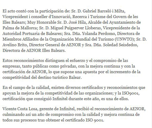 ND La empresa ibicenca Infinitel recibe el reconocimiento de Aenorp2